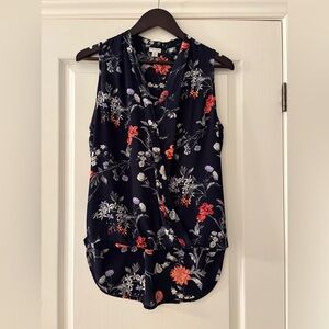 Dynamite Floral Wrap Blouse - Navy and Red